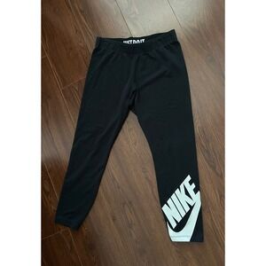 Nike Womens Black Capri Leggings Just Do It Athletic Activewear Large L Gym